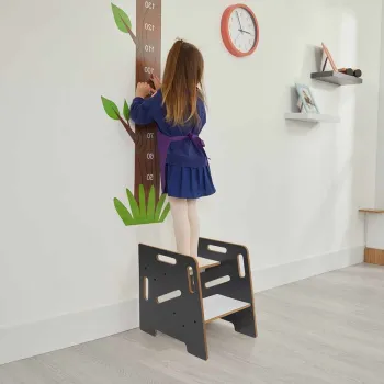 Scaun pentru copii, Hanah Home, Step Stool, 34x39x39 cm, Antracit/Alb imagine