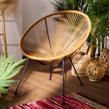 Scaun pentru gradina Acapulco, Homla, 72x79x85 cm, metal/plastic, natur imagine