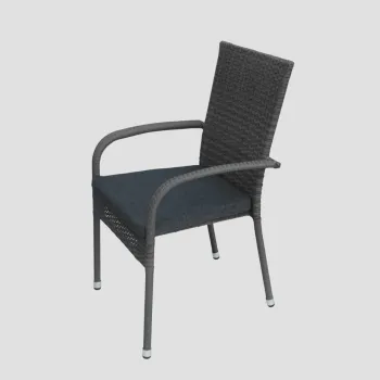 Scaun pentru gradina Bikly, Homla, 56x64x94 cm, metal/technorattan/poliester, gri imagine