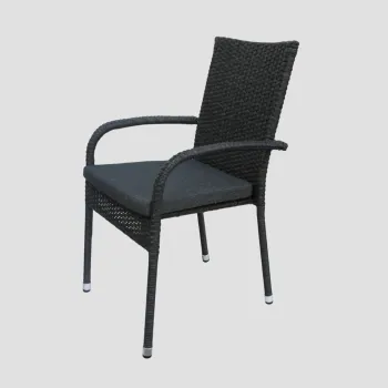 Scaun pentru gradina Bikly, Homla, 56x64x94 cm, metal/technorattan/poliester, maro imagine