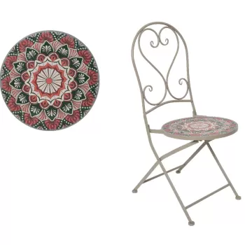 Scaun pentru gradina Narbonne Mosaic, Decoris, 46 x 39 x 93 cm, fier/ceramica, grej imagine