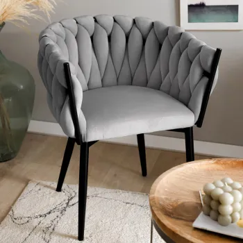 Scaun Prinssi, Homla, 64x54x73 cm, metal/catifea din poliester, gri imagine