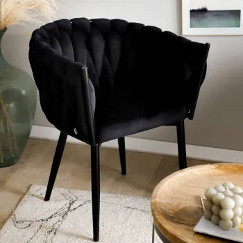 Scaun Prinssi, Homla, 64x54x73 cm, metal/catifea din poliester, negru imagine