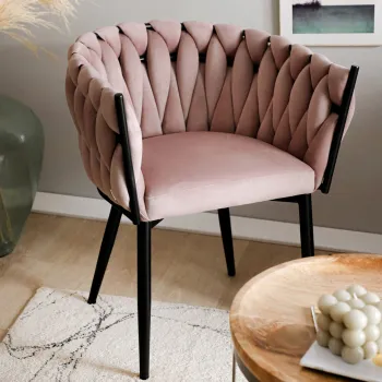 Scaun Prinssi, Homla, 64x54x73 cm, metal/catifea din poliester, roz imagine