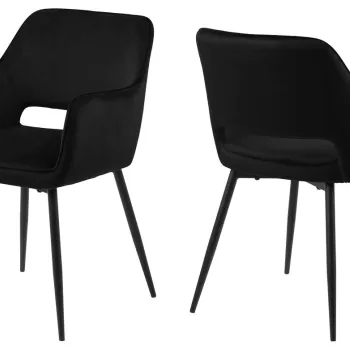 Scaun Ranja, Actona, 56x59.5x79 cm, catifea/otel, negru imagine