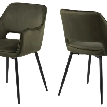 Scaun Ranja, Actona, 56x59.5x79 cm, catifea/otel, verde olive imagine