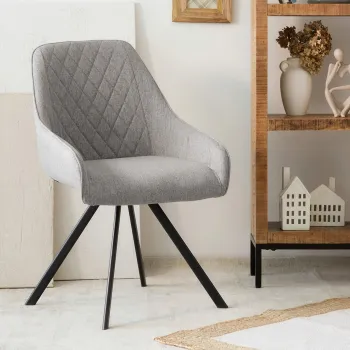 Scaun rotativ Laurent, Homla, 55x54x85 cm, metal/poliester, gri deschis imagine