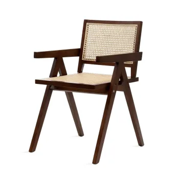 Scaun Rotin, Homla, 50x55x78 cm, lemn/ratan, maro/crem imagine