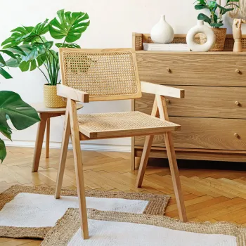 Scaun Rotin, Homla, 50x55x78 cm, lemn/ratan, natur imagine