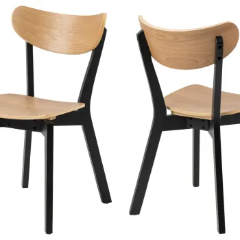 Scaun Roxby, Actona, 45x55x79.5 cm, lemn de cauciuc, stejar/negru mat imagine