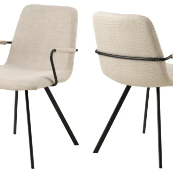 Scaun Selina, Actona, 55.5x50.5x85 cm, tesatura structurata/otel, bej imagine