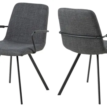 Scaun Selina, Actona, 55.5x50.5x85 cm, tesatura structurata/otel, gri inchis imagine