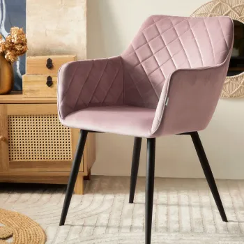 Scaun Shelton, Homla, 56x60x84 cm, poliester, roz imagine