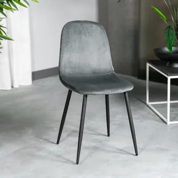 Scaun Slank, Homla, 44x52x85 cm, catifea/metal, gri imagine