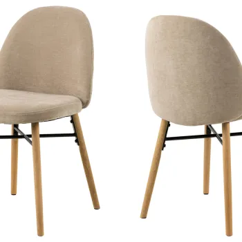 Scaun Sophia, Actona, 54x46x82.5 cm, tesatura Chenille/lemn de stejar, bej imagine