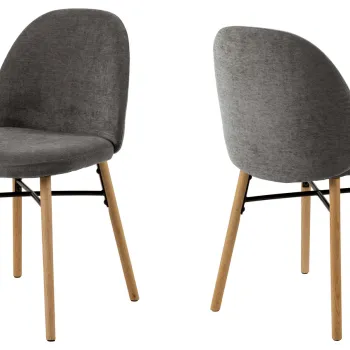 Scaun Sophia, Actona, 54x46x82.5 cm, tesatura Chenille/lemn de stejar, gri inchis imagine