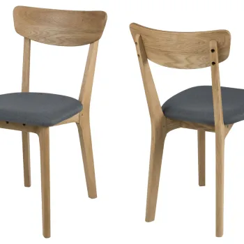 Scaun Taxi, Actona, 45x49x80 cm, poliester/lemn de stejar, gri inchis imagine