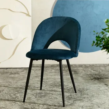 Scaun Tercio, Homla, 47x55x77 cm, catifea din poliester, albastru imagine