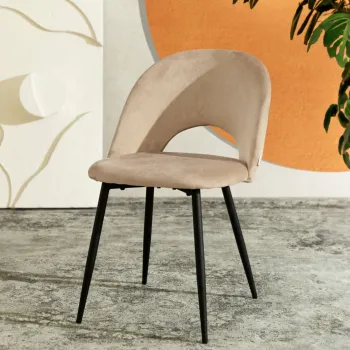 Scaun Tercio, Homla, 55x47x77 cm, metal/catifea din poliester, bej imagine