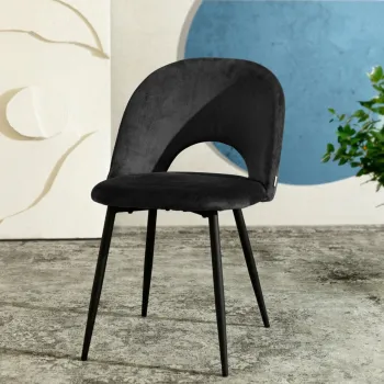 Scaun Tercio, Homla, 55x47x77 cm, metal/catifea din poliester, negru imagine