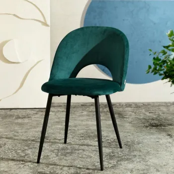 Scaun Tercio, Homla, 55x47x77 cm, metal/catifea din poliester, verde imagine