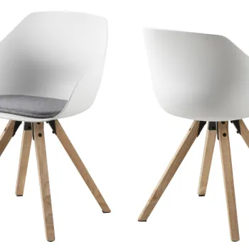 Scaun Tina, Actona, 56.5x53x80.5 cm, poliester/lemn de cauciuc, gri deschis imagine