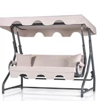 Scaun triplu balansoar de gradina, Clara, Ruta 3 Kisilik Bahce Balkon Teras Sal?nca??, Crem/Negru imagine