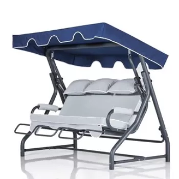 Scaun triplu balansoar de gradina, Clara, Salvia 3 Kisilik Sal?ncak Mavi, Multicolor imagine