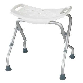 Scaunel pentru baie Secura, Wenko, 53.5x40-46.5x44.5-48 cm, aluminiu/plastic/cauciuc, alb/gri imagine