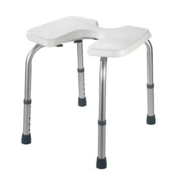 Scaunel pentru baie, Wenko, Secura, 46 x 53.5 x 36-46 cm, aluminiu/plastic, alb/gri imagine