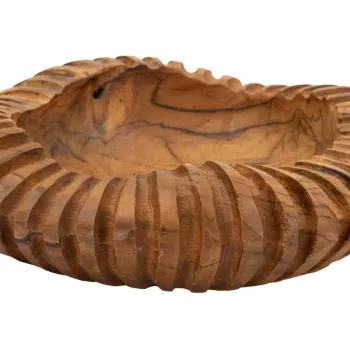 Sculptura decorativa / vas decorativ Geris, Mauro Ferretti, 29x29x7 cm, tec reciclat, lucrat manual, model unicat, maro imagine