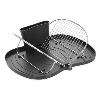 Scurgator de vase cu suport pentru tacamuri, Excellent Houseware, 48x36 cm, polipropilena/metal cromat, negru imagine