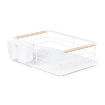 Scurgator de vase cu suport pentru tacamuri Plystre, Homla, 42x31x13 cm, inox, alb imagine