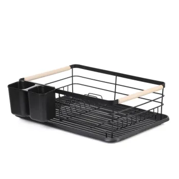 Scurgator de vase cu suport pentru tacamuri Plystre, Homla, 42x31x13 cm, inox, negru imagine