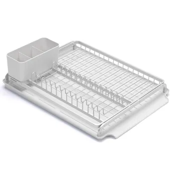 Scurgator vase cu suport tacamuri, Brabantia, SinkSide, 38.5x49x14 cm, aluminiu, gri deschis imagine