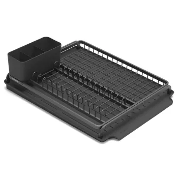 Scurgator vase cu suport tacamuri, Brabantia, SinkSide, 38.5x49x14 cm, aluminiu, gri inchis imagine