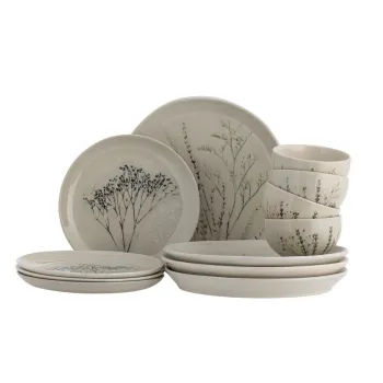 Serviciu de  masa 12 piese, Bloomingville, Bea, ceramica, natural imagine