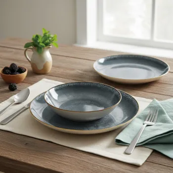 Serviciu de masa 18 piese Berlinger Haus, Aspen, ceramica, gri imagine