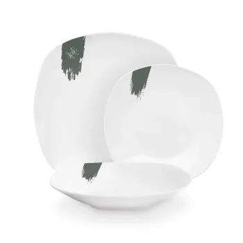 Serviciu de masa 18 piese Berlinger Haus, Matte Green, portelan, alb/verde imagine