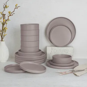 Serviciu de masa 18 piese Berlinger Haus, Taupe, ceramica, taupe mat imagine