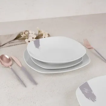 Serviciu de masa 18 piese Berlinger Haus, Taupe, portelan, alb/taupe imagine