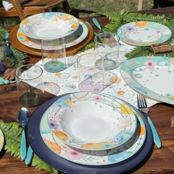 Serviciu de masa 18 piese, Bollicine, Brandani, portelan imagine