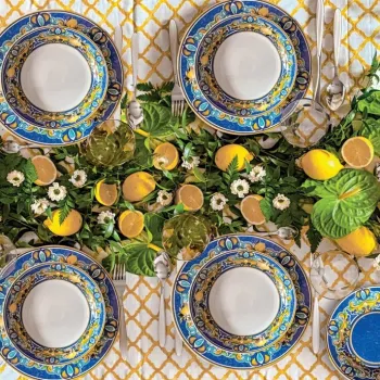 Serviciu de masa 18 piese, Brandani, Citrus Blue, portelan imagine