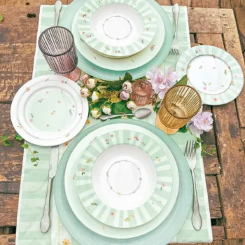 Serviciu de masa 18 piese, Brandani, Polline Green, portelan New Bone China imagine