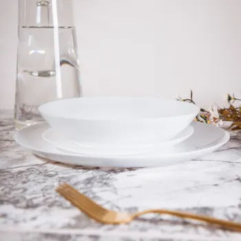 Serviciu de masa 18 piese Capri, Homla, sticla, alb imagine