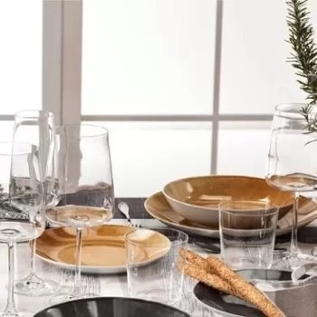 Serviciu de masa 18 piese, Essential Amber, Brandani, portelan, ambra imagine