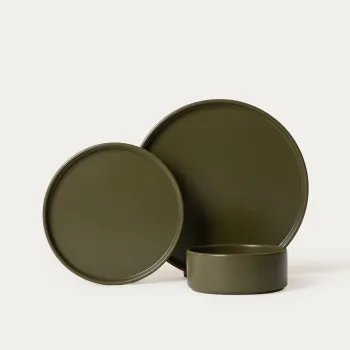 Serviciu de masa 18 piese Famelio, Homla, ceramica, verde imagine