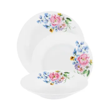 Serviciu de masa 18 piese Fiorella, Domotti, 6 persoane, portelan, multicolor imagine