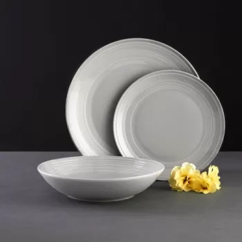 Serviciu de masa 18 piese Linea, Ambition, portelan, gri imagine