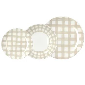 Serviciu de masa 18 piese Madison Caledonia, Tognana, portelan, alb/bej imagine